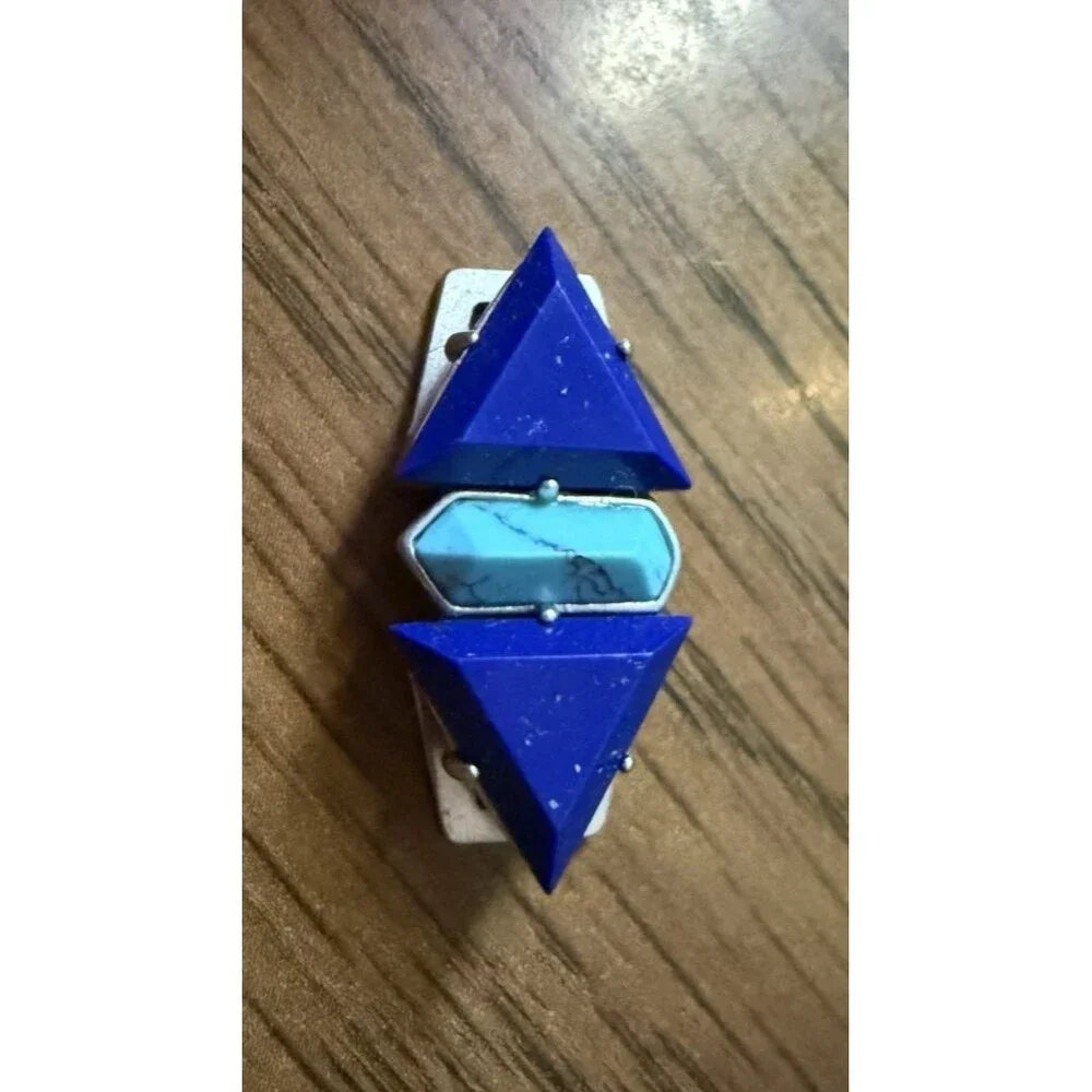 KEEP Collective Turquoise Blue Silver Slider Charm Geometric EUC No Box